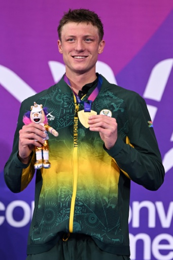 South Africa's Pieter Coetze broke the Commonwealth record three times on route to winning the 50m backstroke — Oli SCARFF / AFP