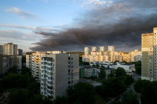 Smoke hangs in the air following Russian missile strikes on Kyiv on July 19, 2026 — Serhii Okunev / AFP