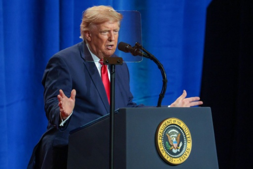 Le président américain Donald Trump prononce un discours lors d'un événement organisé à Las Vegas, dans le Nevada, le 5 août 2026 — CHIP SOMODEVILLA