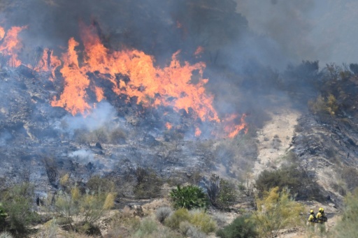 The flames raged through the brush near the village