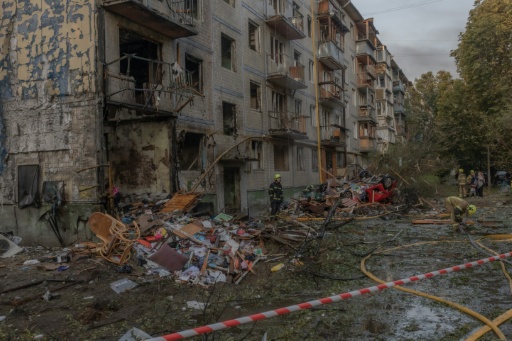 Russian air strikes damaged a multi-storey residential building in Kyiv — Roman PILIPEY / AFP