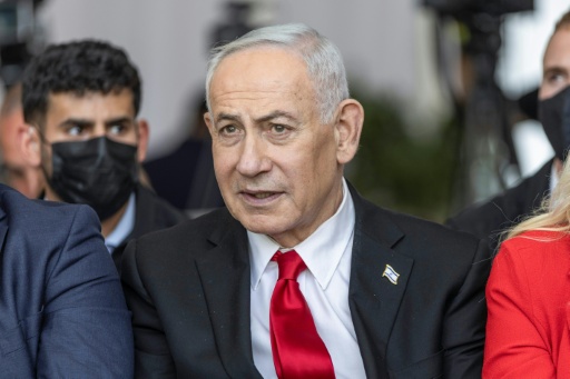 El primer ministro Benjamin Netanyahu, durante un acto en un aeropuerto abandonado de Jerusalén Este, cerca del muro de separación con la ciudad cisjordana de Ramala, el 5 de julio de 2026