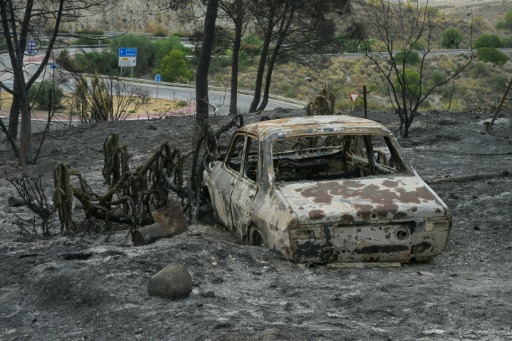 Burned-out vehicles still line some roads where people were trapped as the fast-moving fire swept