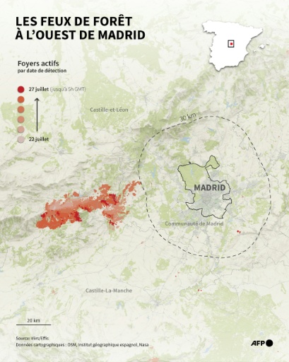 Les feux de forêt à l'ouest de Madrid — Guillermo RIVAS PACHECO, Sherine ELSAYARY, Sabrina BLANCHARD / AFP