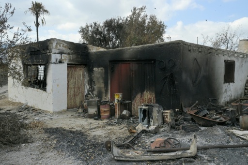 Une maison détruite dans l'incendie qui a tué 12 personnes dans le sud de l'Espagne, le 12 juillet 2026 à Almocaizar, dans la province d'Almeria, en Andalousie
