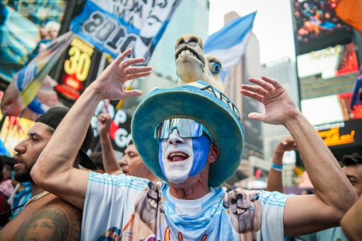 Argentine fans were out in force as they made their way to the 82,500-capacity Met Life stadium, with many gathering in the city's informal tournament hub, Times Square — Ryan MURPHY / AFP