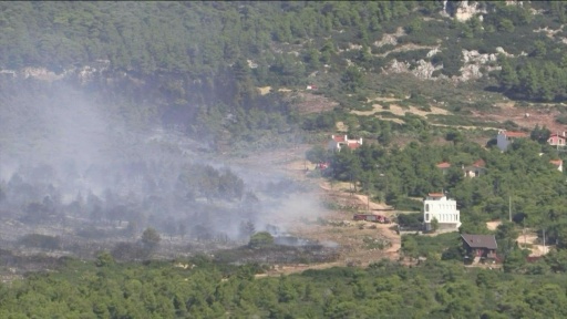Incendie de forêt près de Porto Germeno, en Grèce — Spyros BAKALIS / AFP