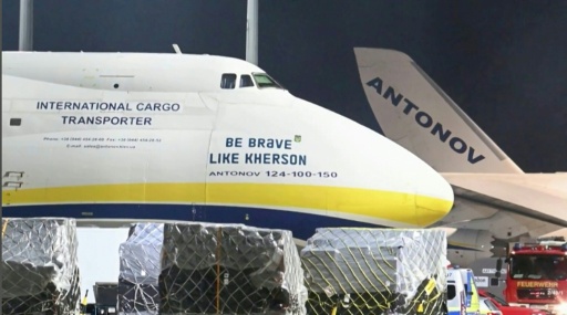 The drone was found near a Ukrainian-flagged Antonov plane — - / AFP