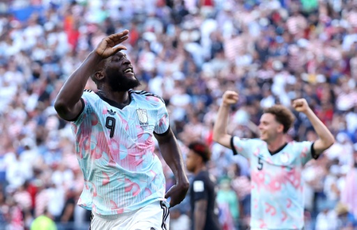 Belgium forward Romelu Lukaku celebrates his goal against the United States in the World Cup round of 16