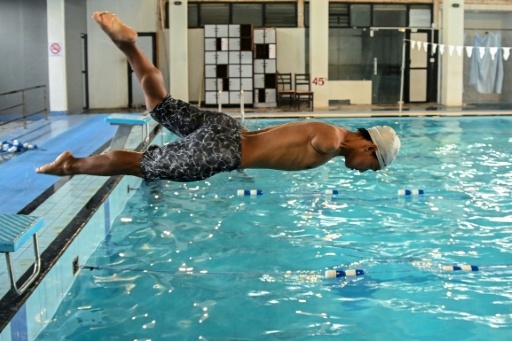 Nepalese swimmer Harka Man Gharti is in training for the Asian Games — Prakash MATHEMA / AFP