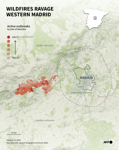 The Spanish fires erupted west of Madrid — Guillermo RIVAS PACHECO, Sherine ELSAYARY, Sabrina BLANCHARD / AFP