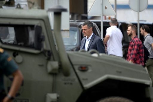 Spain's Prime minister Pedro Sanchez went to Cueta on Friday. He blamed the inflow on people traffickers taking advantage of a Spanish court ruling — JORGE GUERRERO / AFP
