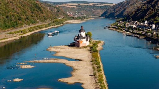 Le château de Pfalzgrafenstein sur le Rhin, dans l'Ouest de l'Allemagne, le 14 août 2026 — Torsten Silz / AFP