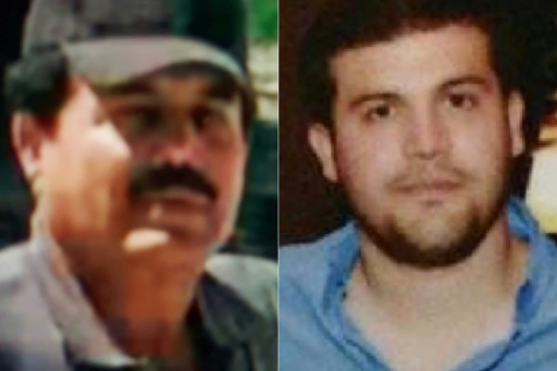 (Montage photos du 26 juillet 2024 obtenu auprès du département d'État américain d'Ismael "El Mayo" Zambada (g), cofondateur du cartel de Sinaloa, et de Joaquin Guzmán López, fils de l'autre cofondateur du cartel, Joaquin "El Chapo" Guzmán obtenue auprès de l'agence américaine de l'immigration et des douanes (ICE) — Handout / AFP