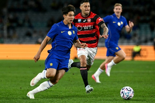 Chelsea's Dastan Satpayev (L)  was among the goals in their friendly against Western Sydney Wanderers — Saeed Khan / AFP