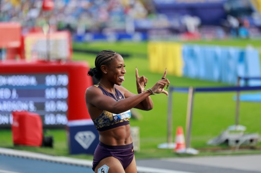 La sprinteuse américaine Melissa Jefferson-Wooden impériale sur 100 m à Katowice, en Pologne, le 23 août 2026 — Wojtek RADWANSKI / AFP