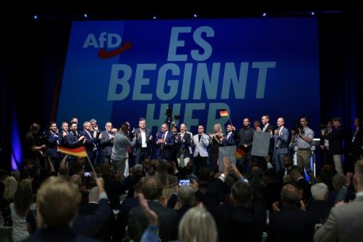 Celebración de la victoria electoral del AfD en Magdeburgo, capital de Sajonia-Anhalt, en el este de Alemania, el 6 de septiembre de 2026 — Ronny HARTMANN / AFP