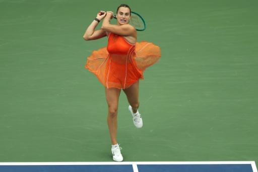 La N.1 mondiale Aryna Sabalenka contre l'Américaine Taylor Townsend en huitièmes de finale de l'US Open le 6 septembre 2026 à Flushing Meadows — JULIAN FINNEY