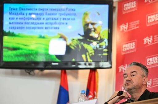 Darko Mladic, le fils de l'ancien chef militaire des Serbes de Bosnie Ratko Mladic, lors d'une conférence de presse, le 4 septembre 2026 à Belgrade, en Serbie — OLIVER BUNIC / AFP
