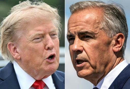 Sendas imágenes del presidente de EEUU, Donald Trump (izq), y del primer ministro canadiense, Mark Carney, tomadas el 21 de agosto de 2026 en Myrtle Beach (Carolina del Sur), al este de EEUU, y el 24 de agosto de 2026 en Levis (Quebec), al este de Canadá, respectivamente — Saul Loeb, Andrej Ivanov / AFP