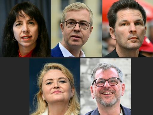 Los principales candidatos a las elecciones en Berlín, desde arriba izq.: Elif Eralp, Stefan Evers, Steffen Krach, Kristin Brinker and Werner Graf — RALF HIRSCHBERGER, John MACDOUGALL / AFP