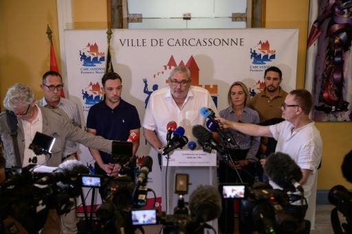 Le maire de Carcassonne Christophe Barthes donne une conférence de presse à Carcassonne le 9 septembre 2026 — Ed JONES / AFP