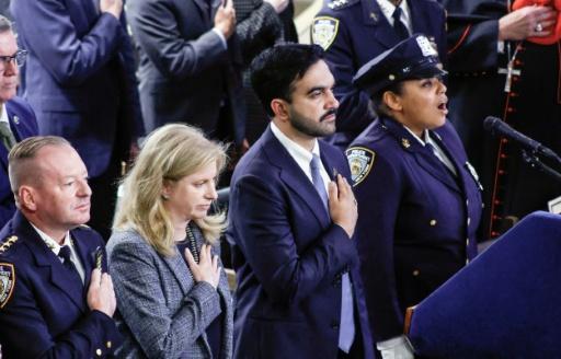 Le maire de New York Zohran Mamdani et la cheffe de la police Jessica Tisch lors d'une cérémonie commémorant le 11-Septembre à New York, le 9 septembre 2026. — kena betancur / AFP