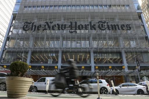 Façade du New York Times, dans la ville éponyme, le 22 janvier 2026. — ANGELA WEISS / AFP