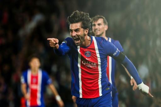 Ferran Torres festeja uno de sus goles para el PSG en la victoria ante el Slovan Bratislava en la Liga de Campeones. En París, el 9 de septiembre de 2026 — Anne-Christine POUJOULAT / AFP