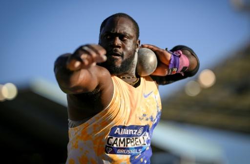 Le Jamaïcain Rajindra Campbell au lancer du poids lors des finales de la Ligue de diamant le 5 septembre 2026 à Bruxelles — JOHN THYS / AFP