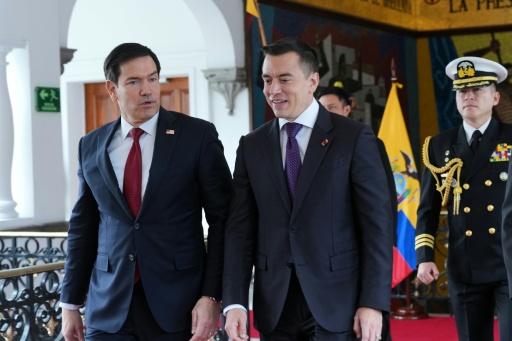 Le secrétaire d'Etat américain Marco Rubio avec le président équatorien Daniel Noboa, à Quito, le 9 septembre 2026 — Dolores Ochoa / AFP
