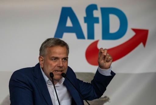 Leif-Erik Holm, tête de liste de l’AfD lors du scrutin régional de Mecklembourg-Poméranie-Occidentale, le 10 août 2021 — John MACDOUGALL / AFP