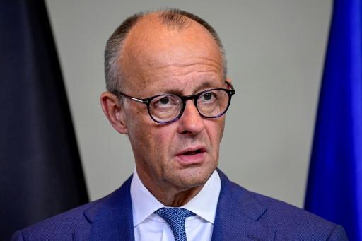 Le chancelier allemand Friedrich Merz tient une conférence de presse conjointe avec le Premier ministre irakien le 15 septembre 2026 à la Chancellerie, à Berlin — John MACDOUGALL / AFP
