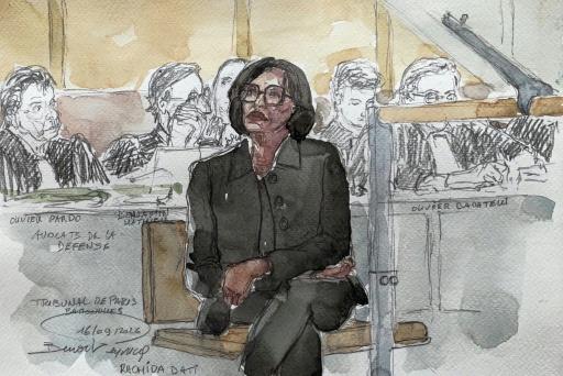 Croquis d'audience montrant Rachida Dati devant le tribunal correctionnel de Paris le 16 septembre 2026 — Benoit PEYRUCQ / AFP