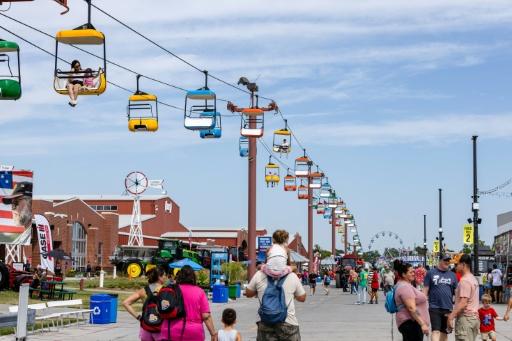 Des visiteurs sur les lieux de la foire d'Etat du Nebraska, le 4 septembre 2026 à Grand Island (Etats-Unis) — Austin Johnson / AFP