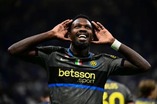 Marcus Thuram celebrates after scoring against Udinese — Piero CRUCIATTI / AFP