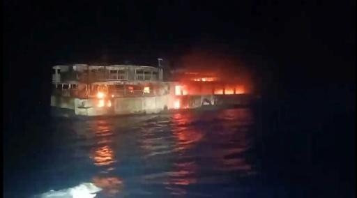 The ferry that caught fire off Palawan, killing at least five people — - / AFP