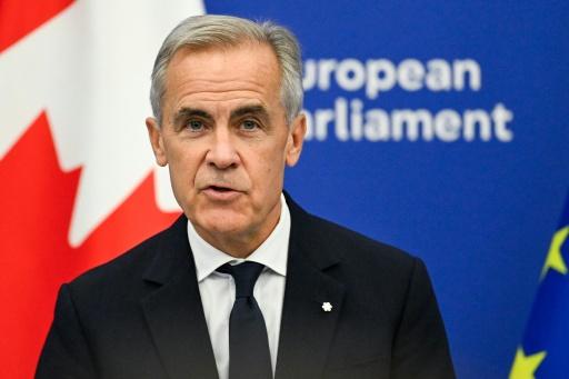 El primer ministro canadiense Mark Carney durante su discurso ante el Parlamento Europeo en Estrasburgo, Francia, el 17 de septiembre de 2026 — Jean-Christophe VERHAEGEN / AFP