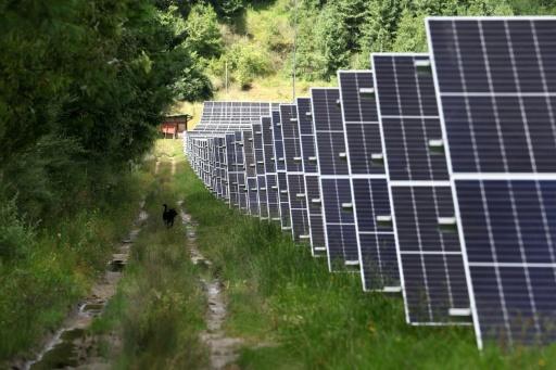 Solar panels at the Dechencholing solar farm in Bhutan's capital city of Thimphu — Niharika KULKARNI / AFP