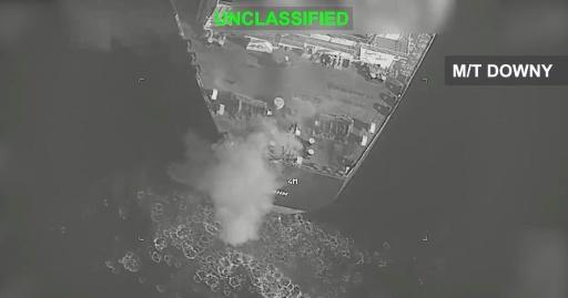 Capture d’écran réalisée le 5 septembre 2026 à partir d'une vidéo diffusée par le Commandement central des États-Unis (Centcom) sur X montrant ce que le Centcom présente comme une frappe des forces armées américaines contre un pétrolier iranien au large de l'île de Kharg, le 5 septembre 2026 — Handout / AFP